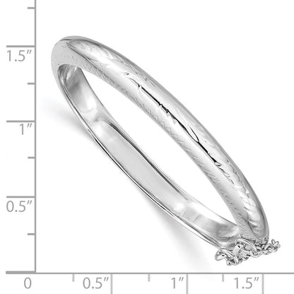 Sterlingsilber Rhodiniert Poliert & Diamantiert 5mm mit Sicherheits Verschluss Klappbar Kinder Armreif