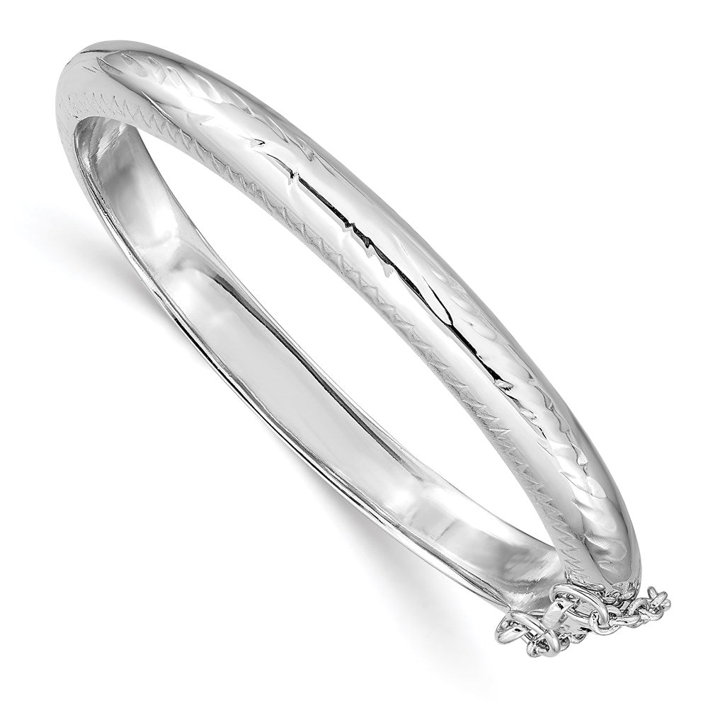Sterlingsilber Rhodiniert Poliert & Diamantiert 5mm mit Sicherheits Verschluss Klappbar Kinder Armreif