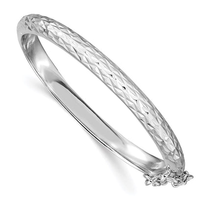 Sterlingsilber Rhodiniert Poliert & Diamantiert 4.5mm mit Sicherheits Verschluss Klappbar Kinder Armreif