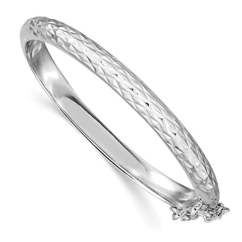 Sterlingsilber Rhodiniert Poliert & Diamantiert 4.5mm mit Sicherheits Verschluss Klappbar Kinder Armreif
