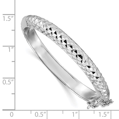 Sterlingsilber Rhodiniert Poliert & Diamantiert 5.5mm mit Sicherheits Verschluss Klappbar Kinder Armreif