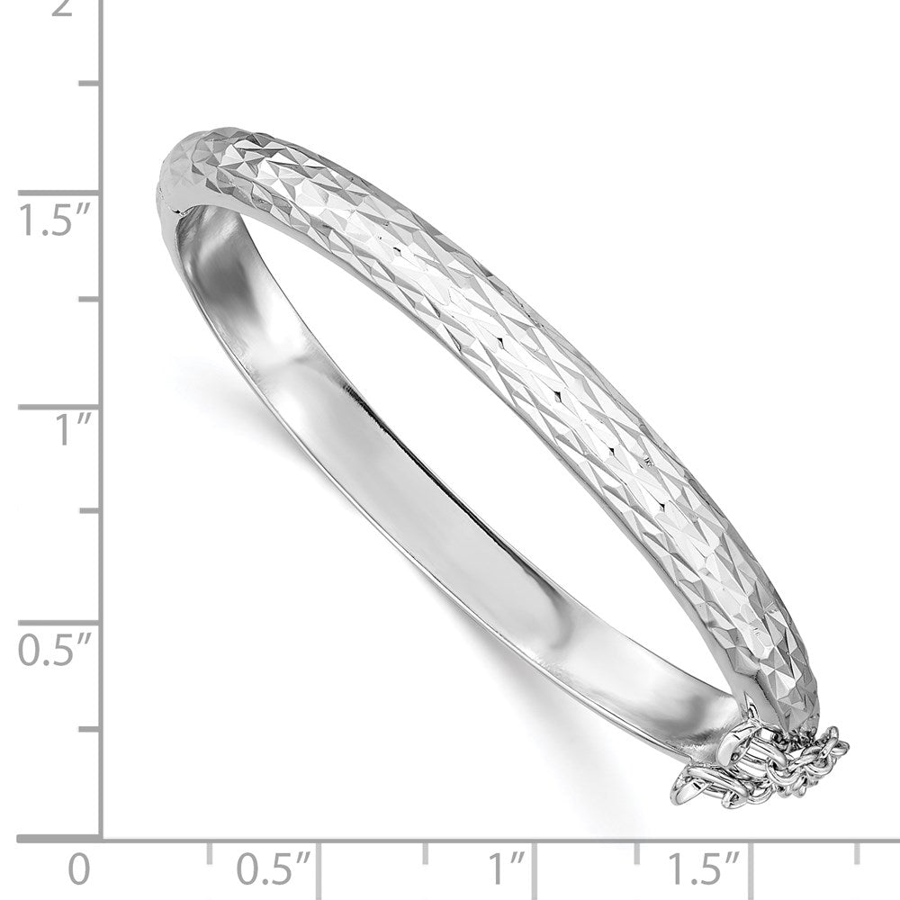 Sterlingsilber Rhodiniert Poliert & Diamantiert 5.5mm mit Sicherheits Klappbar Kinder Armreif