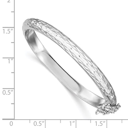 Sterlingsilber Rhodiniert Poliert & Diamantiert 5.5mm mit Sicherheits Klappbar Kinder Armreif