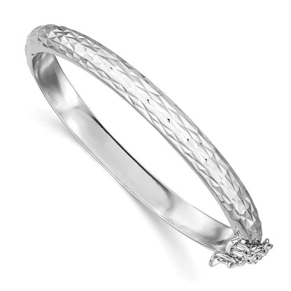 Sterlingsilber Rhodiniert Poliert & Diamantiert 5.5mm mit Sicherheits Klappbar Kinder Armreif