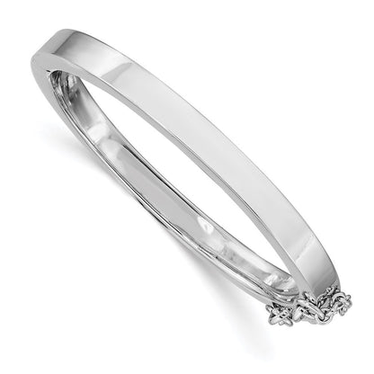 Sterlingsilber Rhodiniert Poliert 4mm mit Sicherheits Klappbar Kinder Armreif