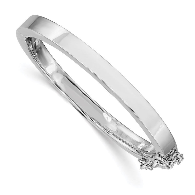 Sterlingsilber Rhodiniert Poliert 4mm mit Sicherheits Klappbar Kinder Armreif
