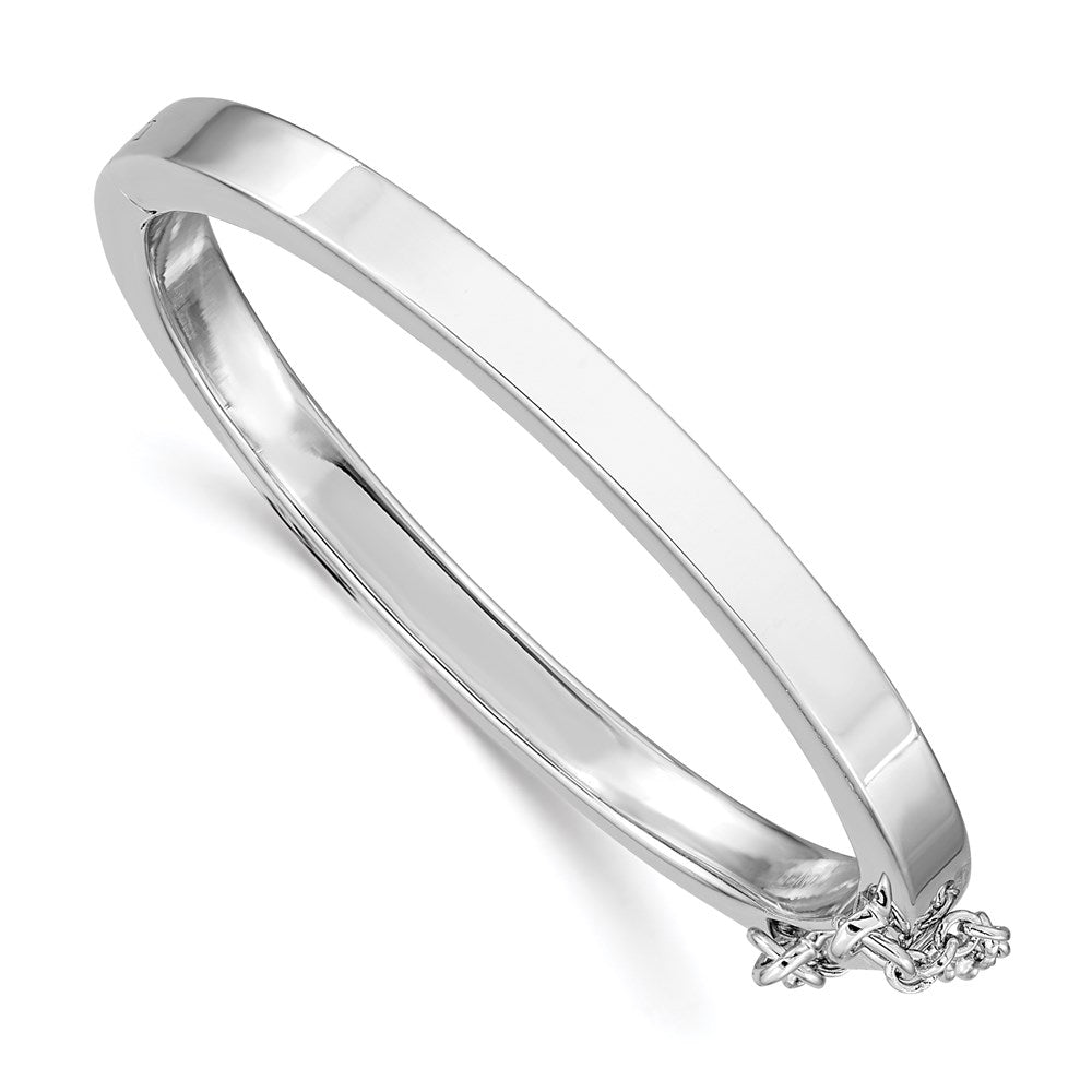 Sterlingsilber Rhodiniert Poliert 4mm mit Sicherheits Klappbar Kinder Armreif