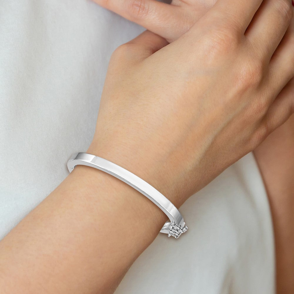 Sterlingsilber Rhodiniert Poliert 4mm mit Sicherheits Klappbar Kinder Armreif