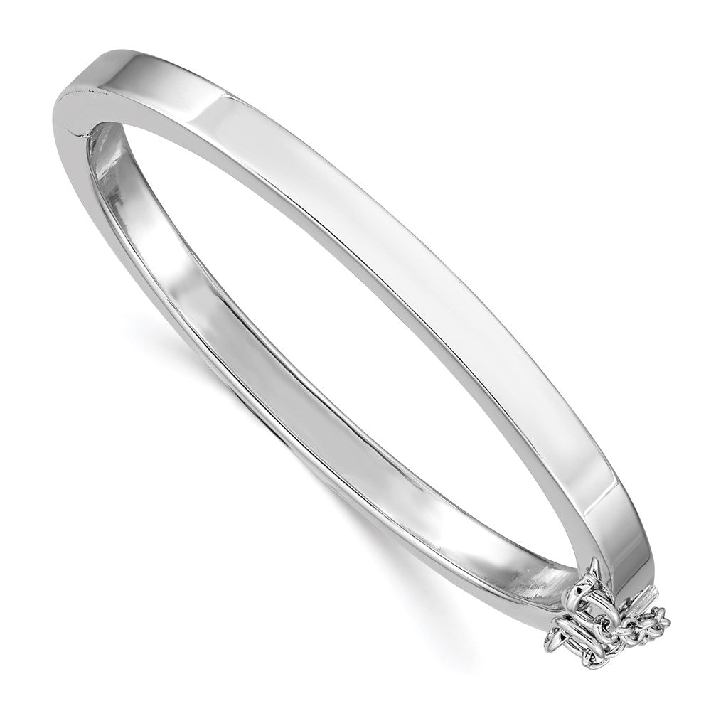 Sterlingsilber Rhodiniert Poliert 4mm mit Sicherheits Klappbar Kinder Armreif