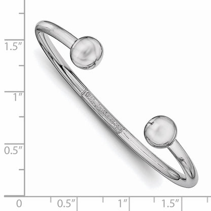 Sterlingsilber Rhodiniert Poliert 3mm Kinder Manschette Armreif