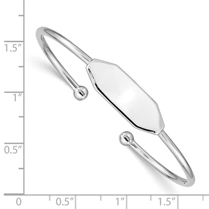 Sterlingsilber Rhodiniert Poliert Id Kinder Manschette Armreif