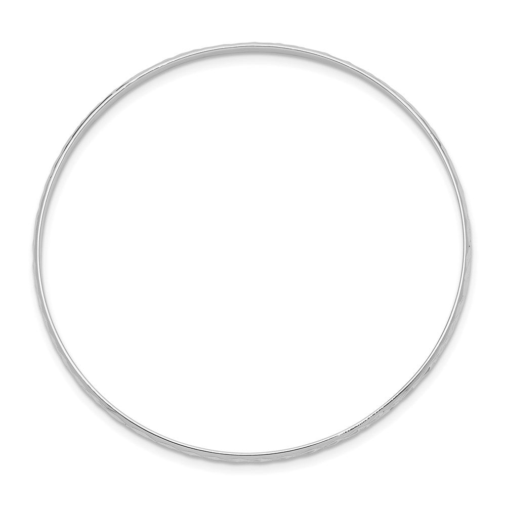 Sterlingsilber Rhodiniert Poliert & Diamantiert 2mm Schieber auf Kinder Armreif