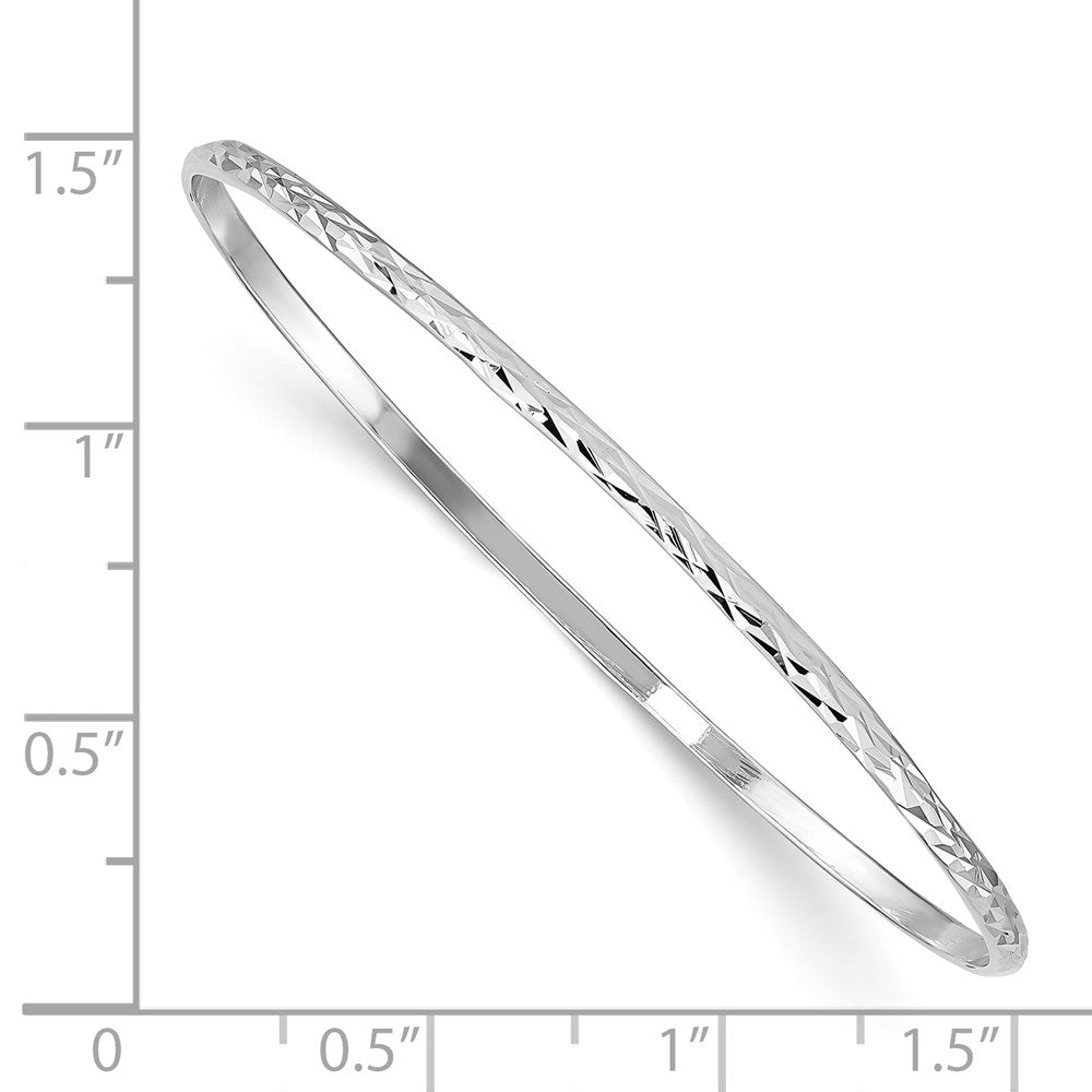 Sterlingsilber Rhodiniert Poliert & Diamantiert 2mm Schieber auf Kinder Armreif
