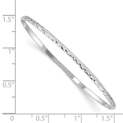 Sterlingsilber Rhodiniert Poliert & Diamantiert 2mm Schieber auf Kinder Armreif