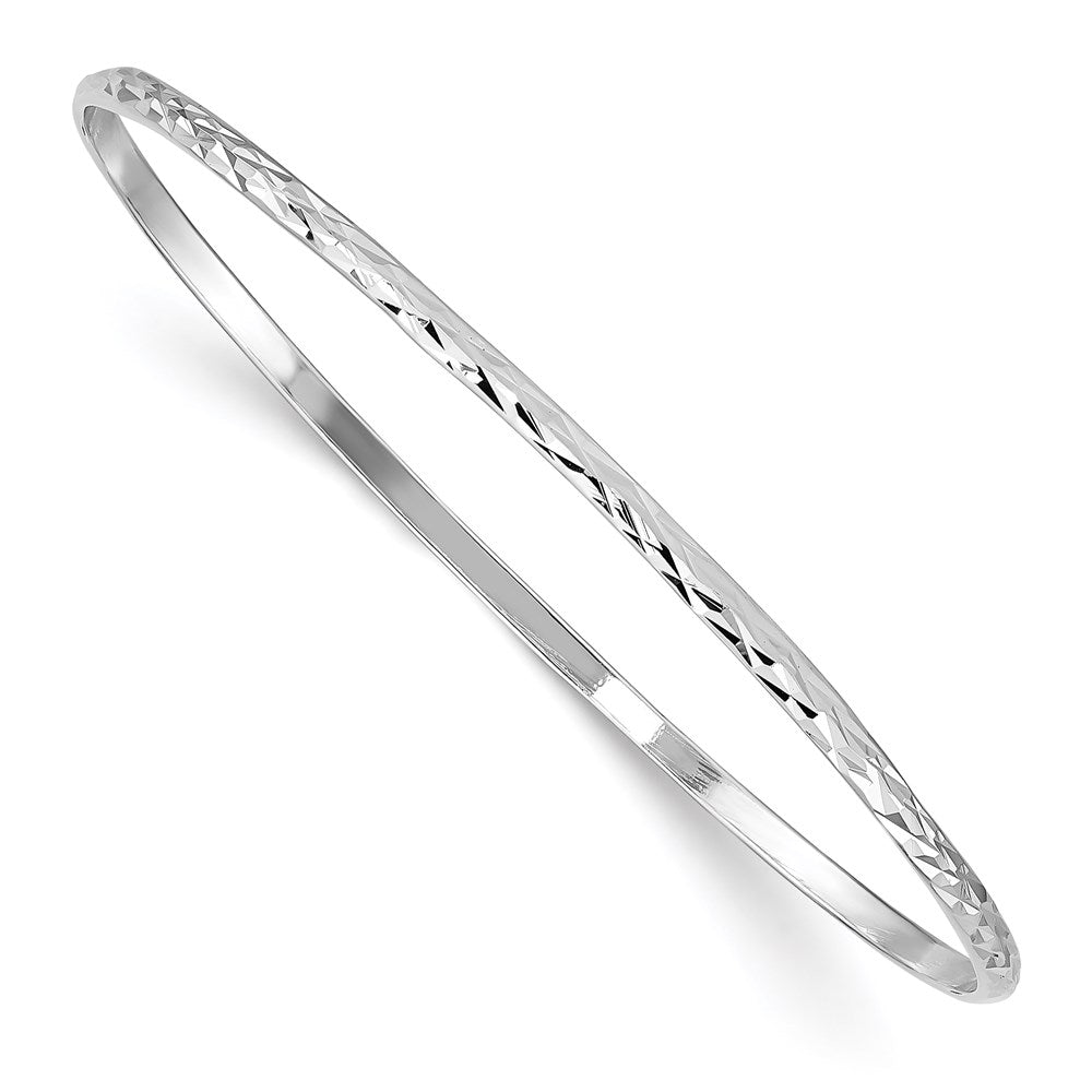 Sterlingsilber Rhodiniert Poliert & Diamantiert 2mm Schieber auf Kinder Armreif