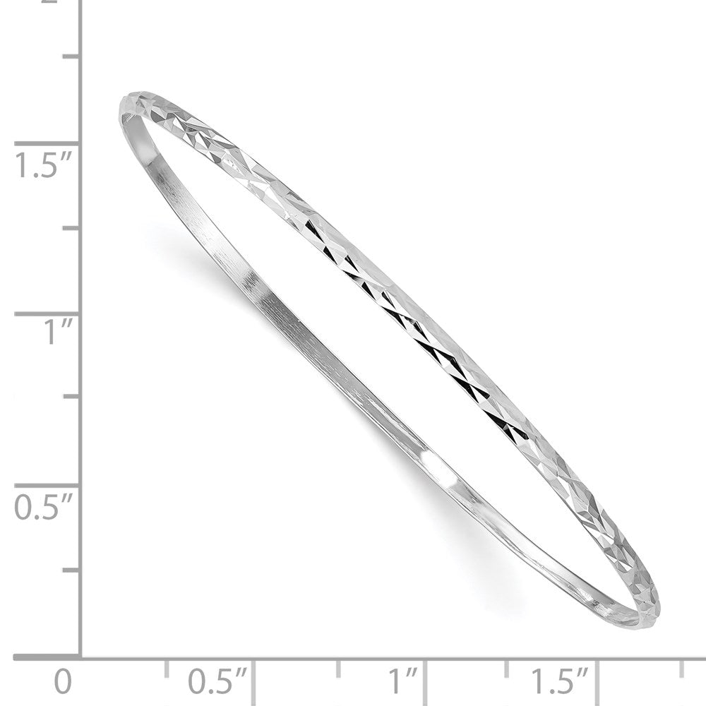 Sterlingsilber Rhodiniert Poliert & Diamantiert 2mm Schieber auf Kinder Armreif