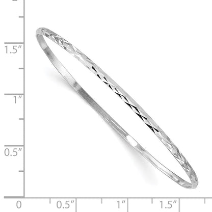 Sterlingsilber Rhodiniert Poliert & Diamantiert 2mm Schieber auf Kinder Armreif