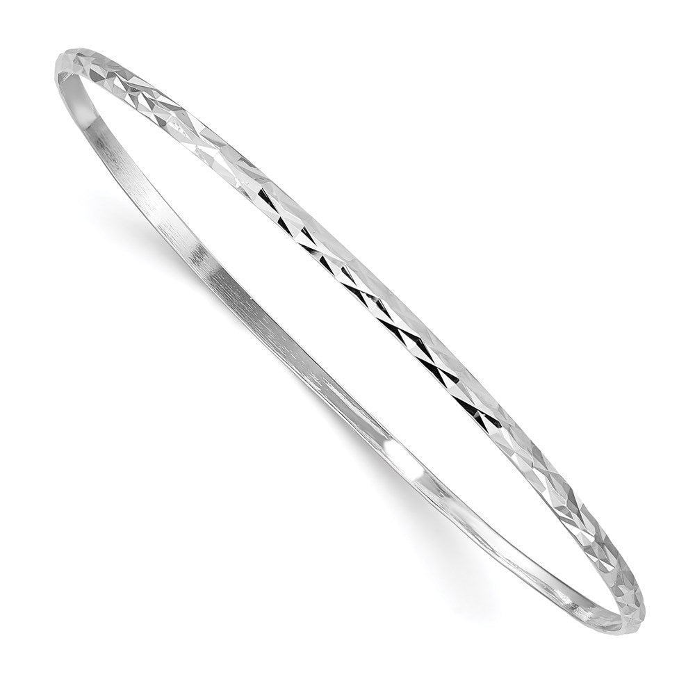 Sterlingsilber Rhodiniert Poliert & Diamantiert 2mm Schieber auf Kinder Armreif