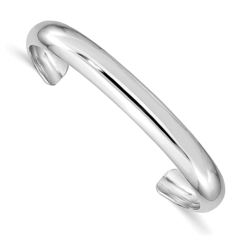 Sterlingsilber Rhodiniert Poliert & Gewölbt 6mm Kinder Manschette Armreif