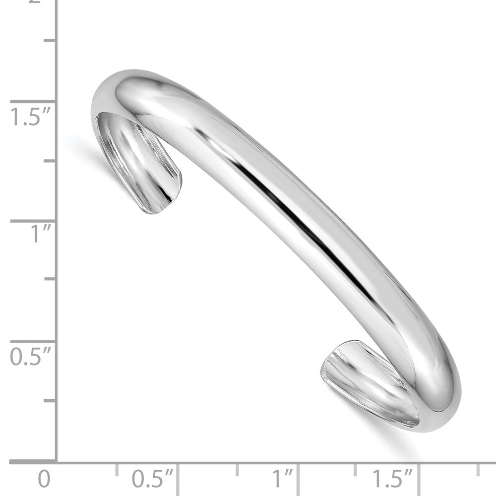 Sterlingsilber Rhodiniert Poliert & Gewölbt 6mm Kinder Manschette Armreif