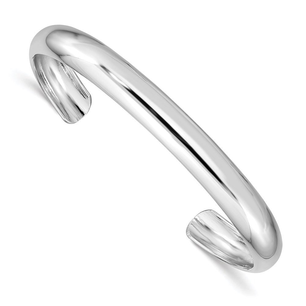 Sterlingsilber Rhodiniert Poliert & Gewölbt 6mm Kinder Manschette Armreif