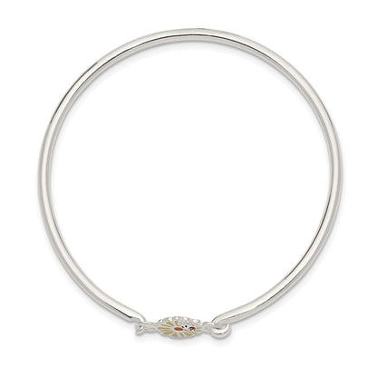 Sterlingsilber Emailliert Blume & Marienkäfer Kinder Armreif Armband