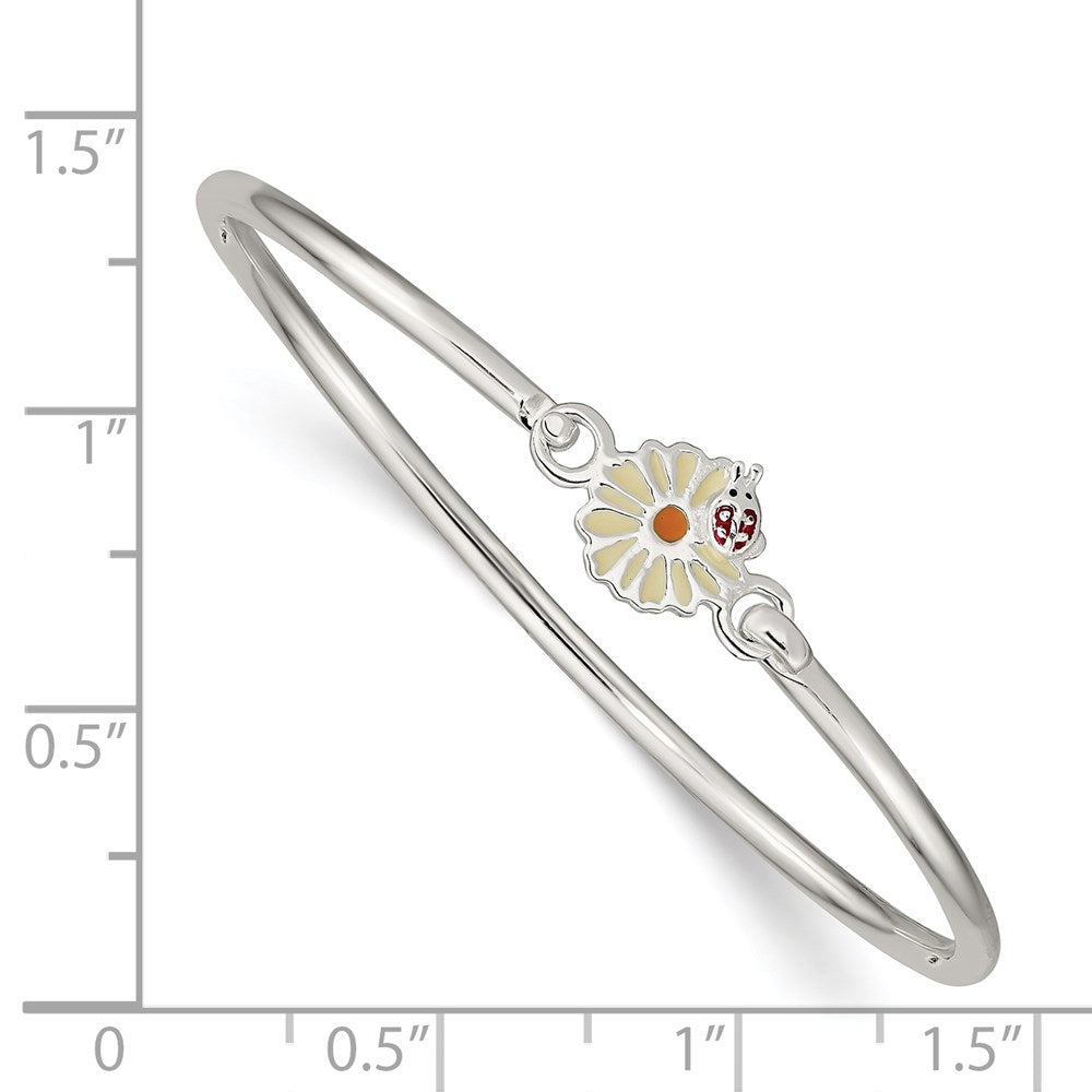 Sterlingsilber Emailliert Blume & Marienkäfer Kinder Armreif Armband