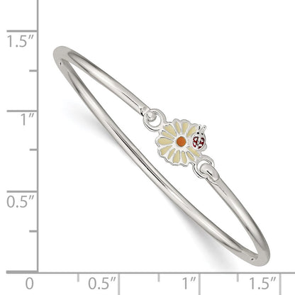 Sterlingsilber Emailliert Blume & Marienkäfer Kinder Armreif Armband