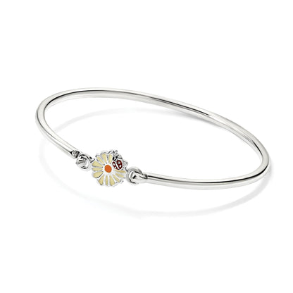 Sterlingsilber Emailliert Blume & Marienkäfer Kinder Armreif Armband