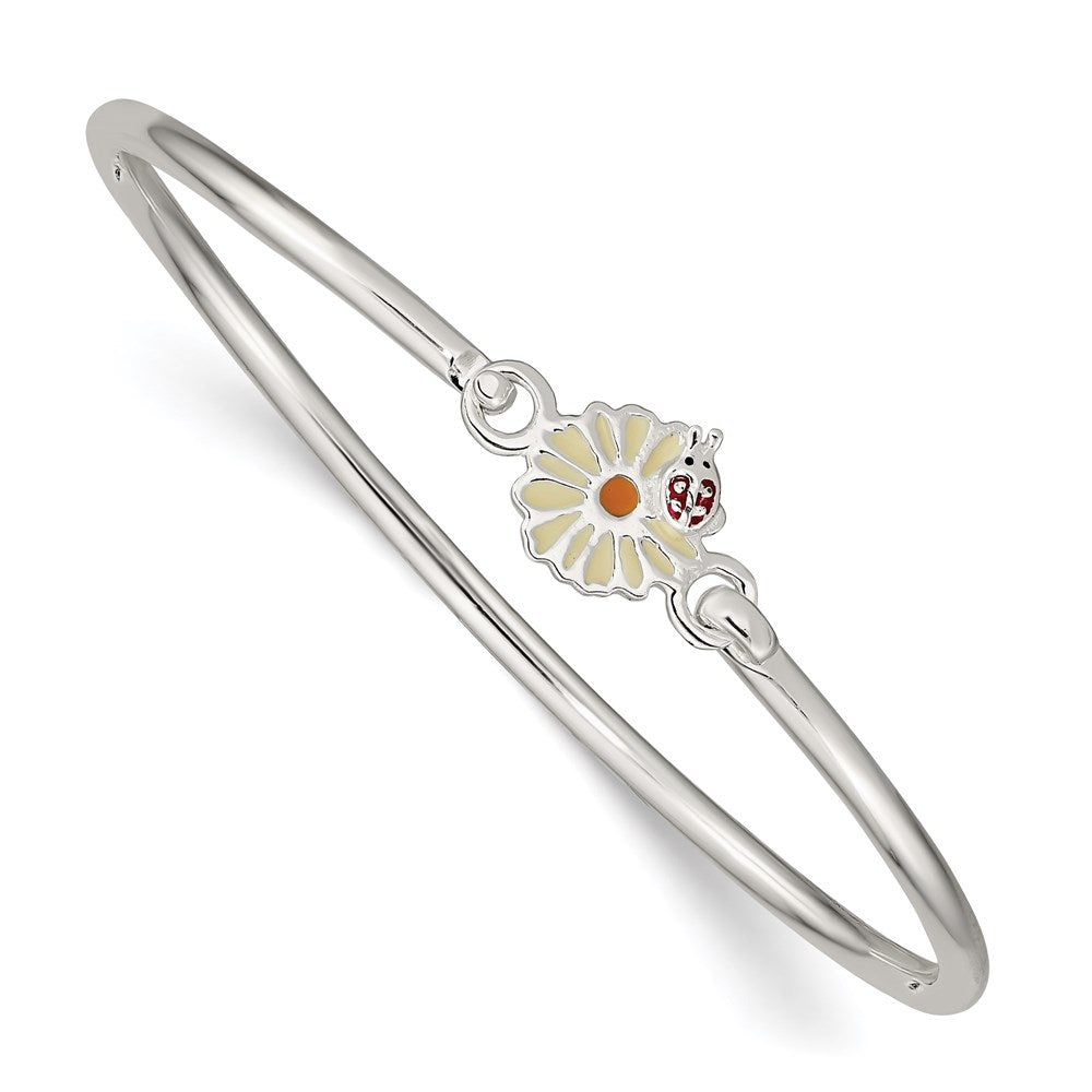 Sterlingsilber Emailliert Blume & Marienkäfer Kinder Armreif Armband