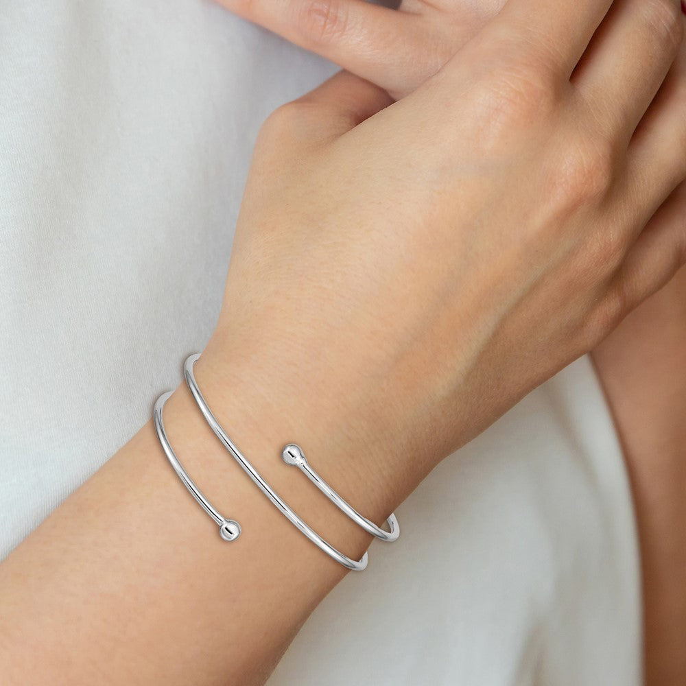 Sterlingsilber Rhodiniert Flexibel Wickel Armreif