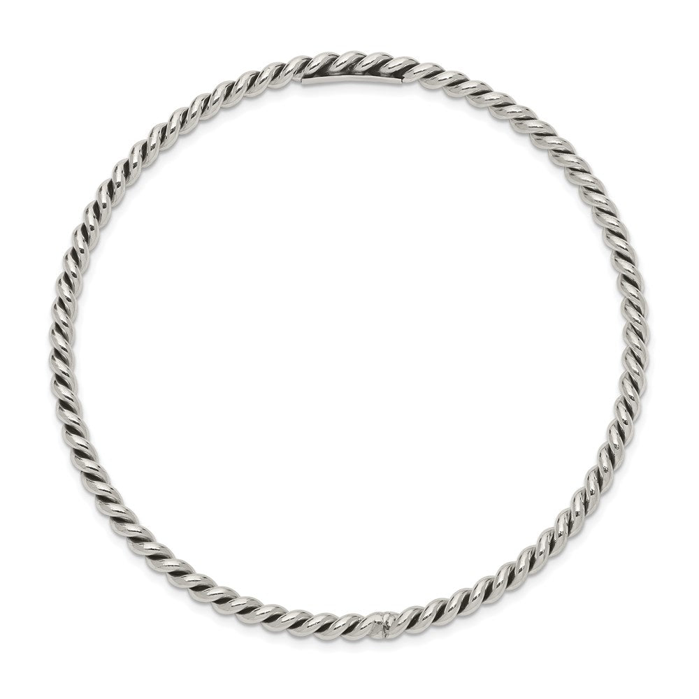 Sterlingsilber Antikisiert 3mm Gedreht Schieber-on Armreif