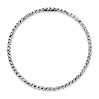 Sterlingsilber Antikisiert 3mm Gedreht Schieber-on Armreif