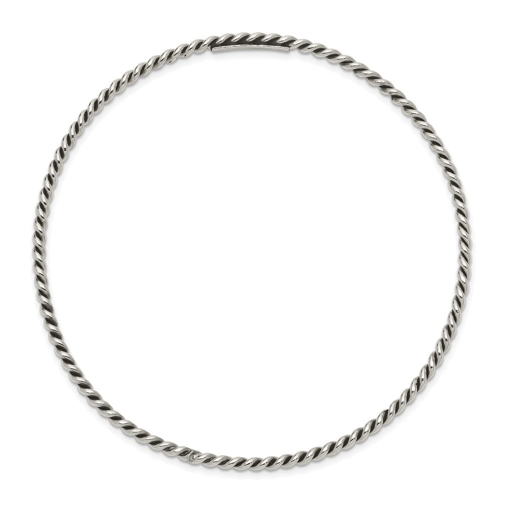 Sterlingsilber Antikisiert 2mm Gedreht Schieber-on Armreif