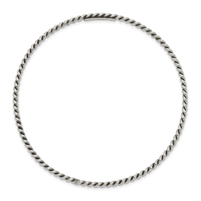 Sterlingsilber Antikisiert 2mm Gedreht Schieber-on Armreif