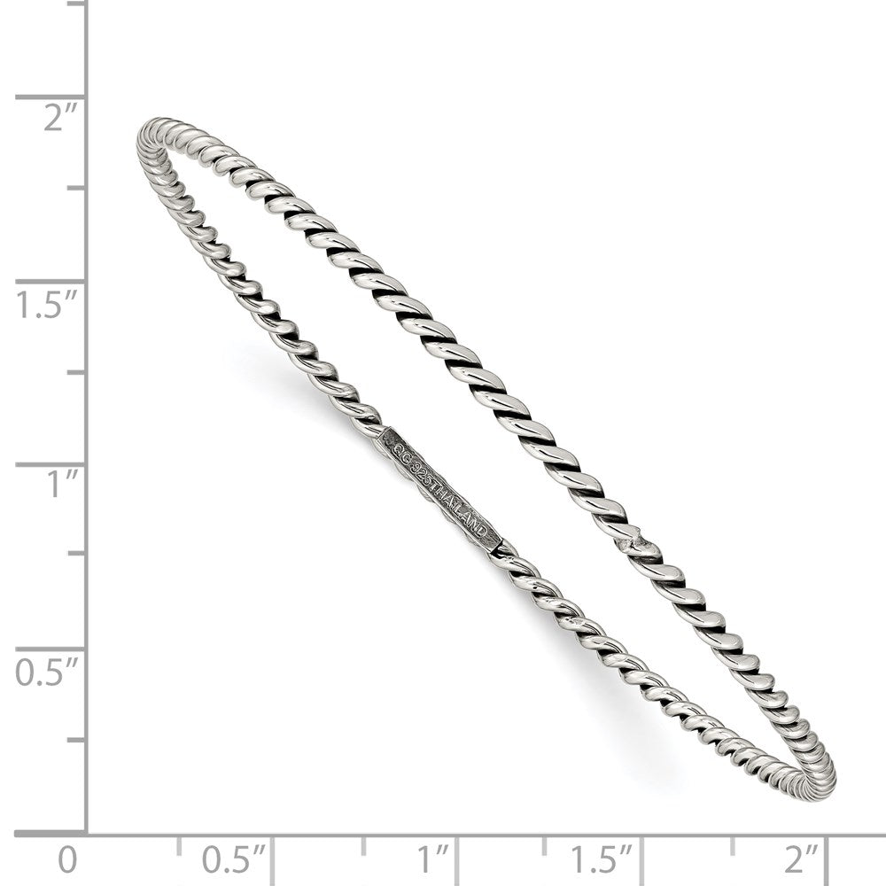 Sterlingsilber Antikisiert 2mm Gedreht Schieber-on Armreif