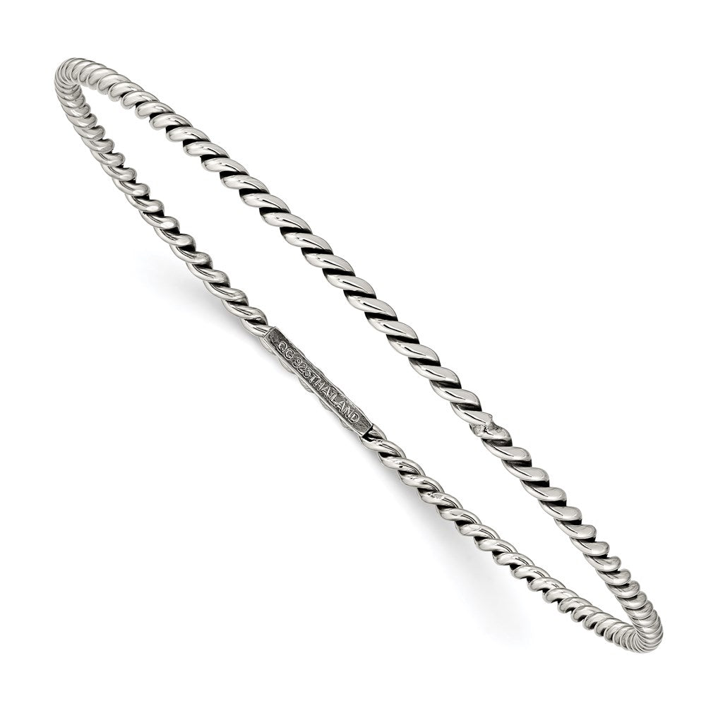 Sterlingsilber Antikisiert 2mm Gedreht Schieber-on Armreif
