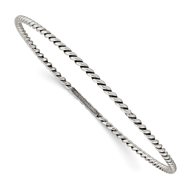 Sterlingsilber Antikisiert 2mm Gedreht Schieber-on Armreif
