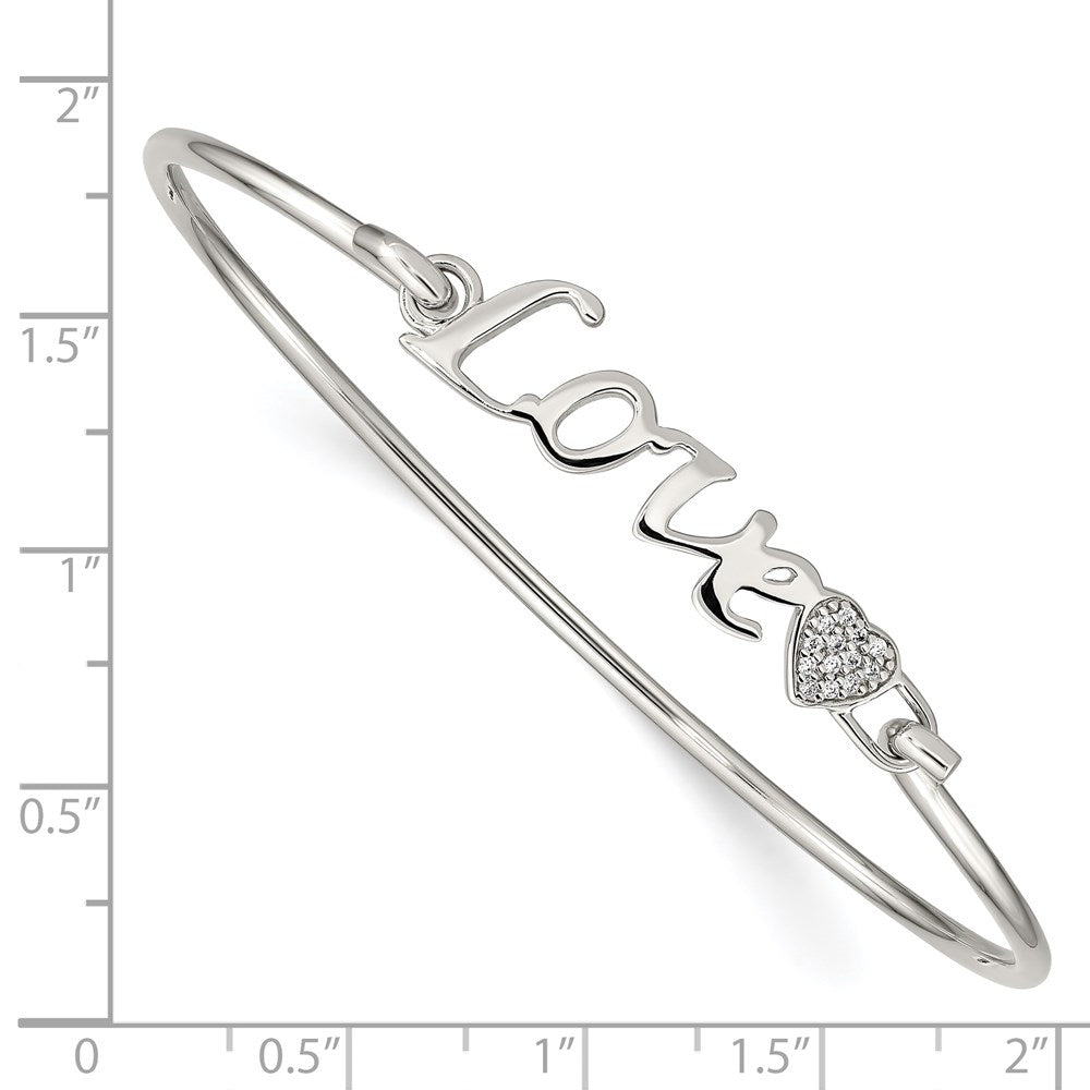 Sterlingsilber Rhodiniert Poliert Liebe mit Zirkonia Herz Armreif