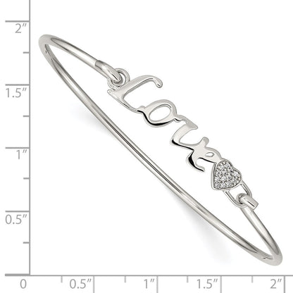 Sterlingsilber Rhodiniert Poliert Liebe mit Zirkonia Herz Armreif