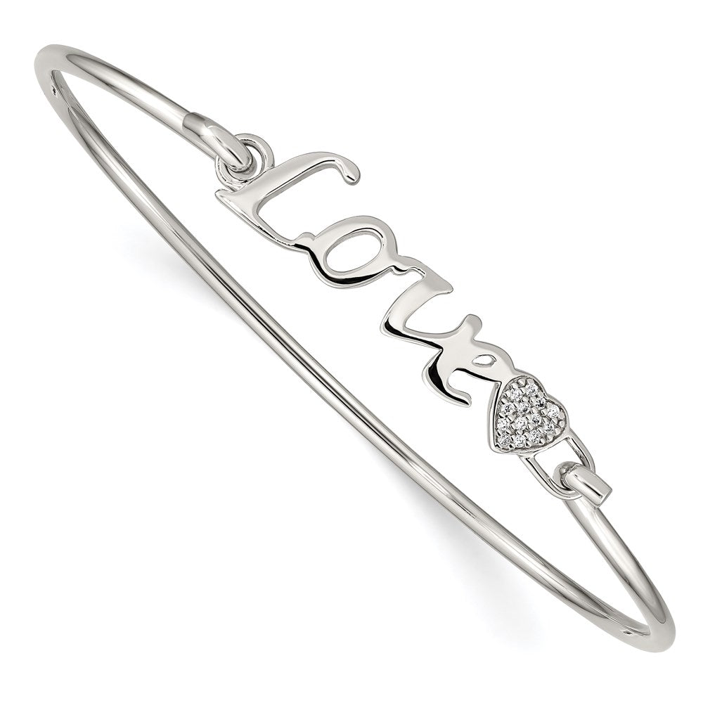 Sterlingsilber Rhodiniert Poliert Liebe mit Zirkonia Herz Armreif