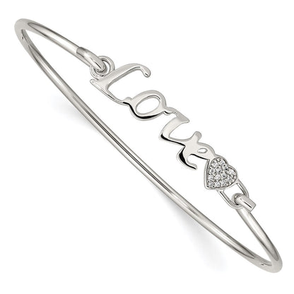 Sterlingsilber Rhodiniert Poliert Liebe mit Zirkonia Herz Armreif