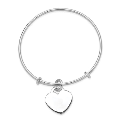 Sterlingsilber Rhodiniert Gravierbar Herz Armreif