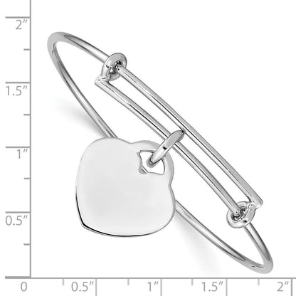 Sterlingsilber Rhodiniert Gravierbar Herz Armreif