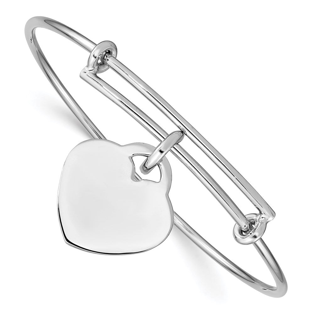 Sterlingsilber Rhodiniert Gravierbar Herz Armreif