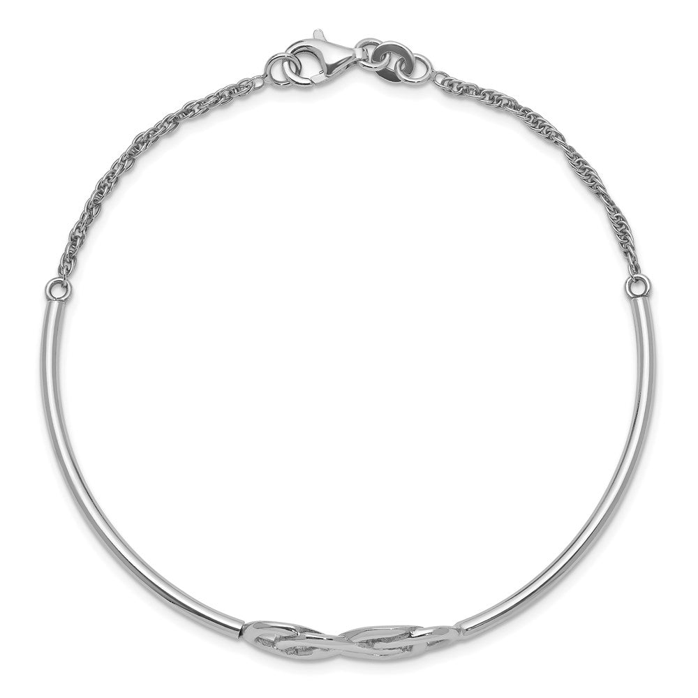 Sterlingsilber Rhodiniert Doppelt Unendlichkeit Symbol Armreif Armband