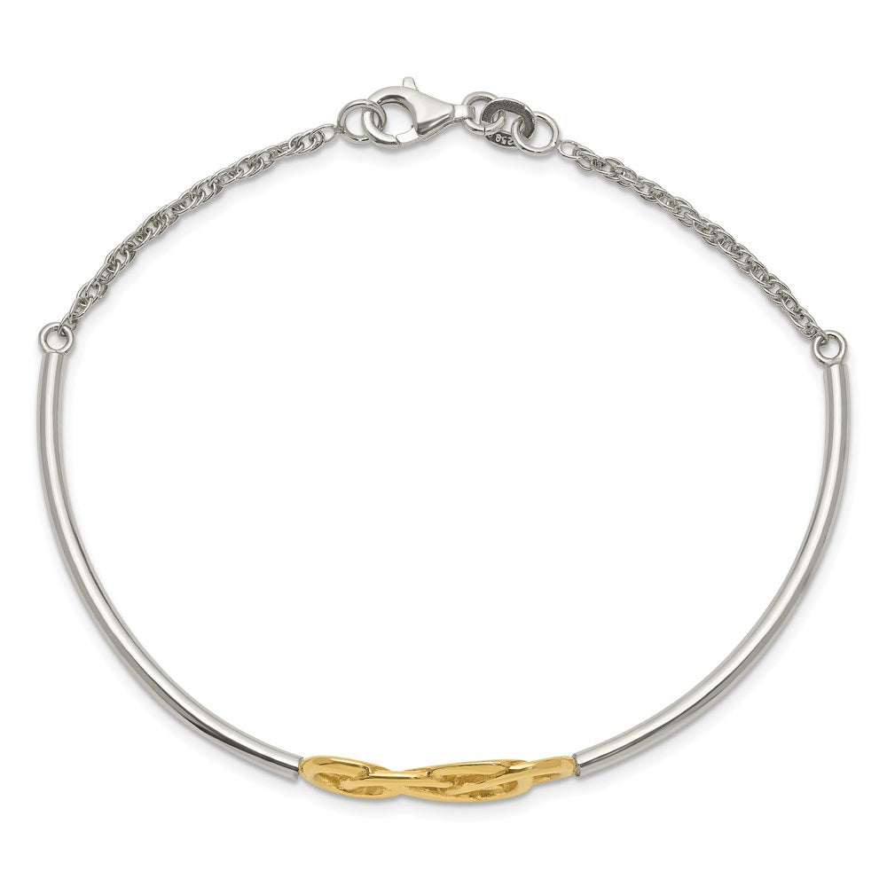 Sterlingsilber Glanz Gold Doppelt Unendlichkeit Symbol Armreif Armband