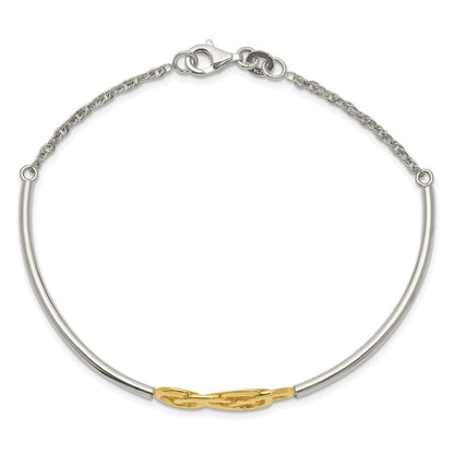 Sterlingsilber Glanz Gold Doppelt Unendlichkeit Symbol Armreif Armband