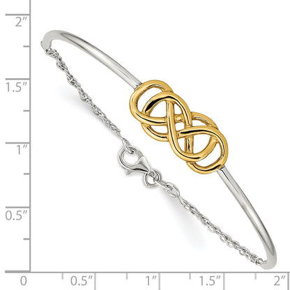 Sterlingsilber Glanz Gold Doppelt Unendlichkeit Symbol Armreif Armband
