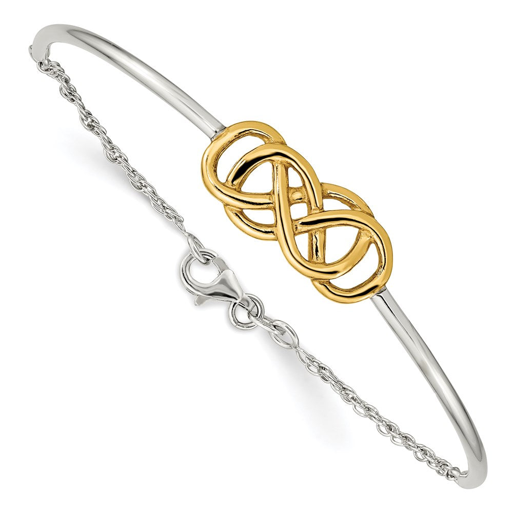 Sterlingsilber Glanz Gold Doppelt Unendlichkeit Symbol Armreif Armband
